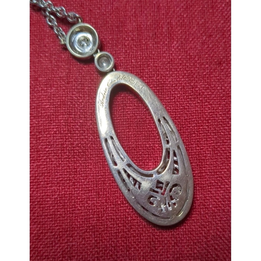 ANDREA CANDELA 18K Diamond Sterling Silver Ornate Filagree Necklace - Picture 9 of 9